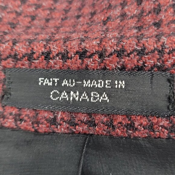 Bachrach Red 100% Wool Houndstooth 2 Button Ventless Notch Blazer Sport Coat 44 - Picture 14 of 16